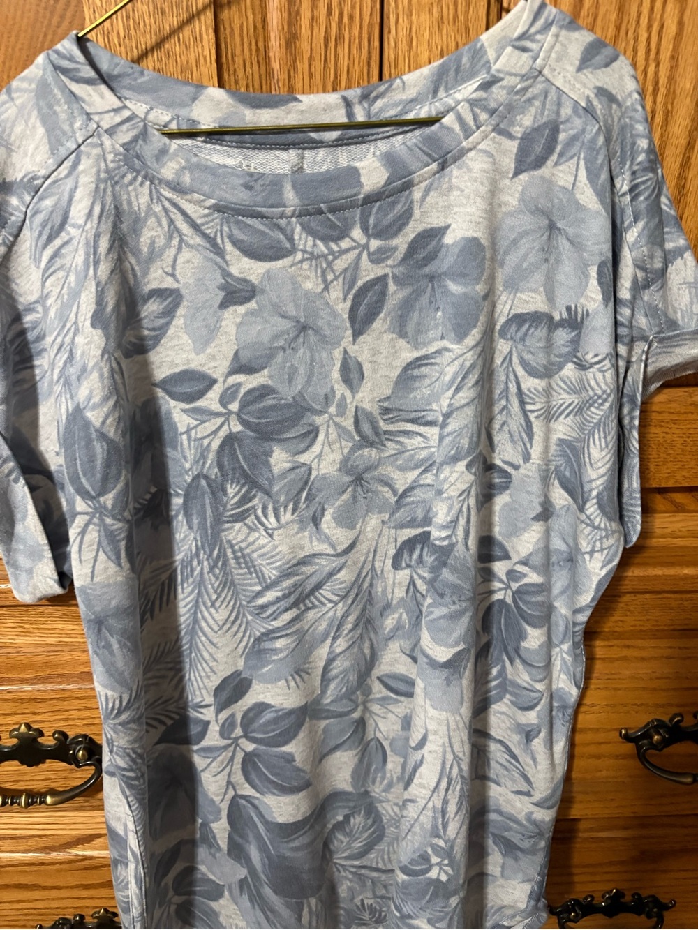 Cupio Light Blue Floral Short Sleeve Top
